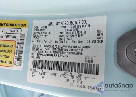 2023 Ford Bronco Sport Heritage z USA, uszkodzony, nr VIN 3FMCR9G69PRE21755